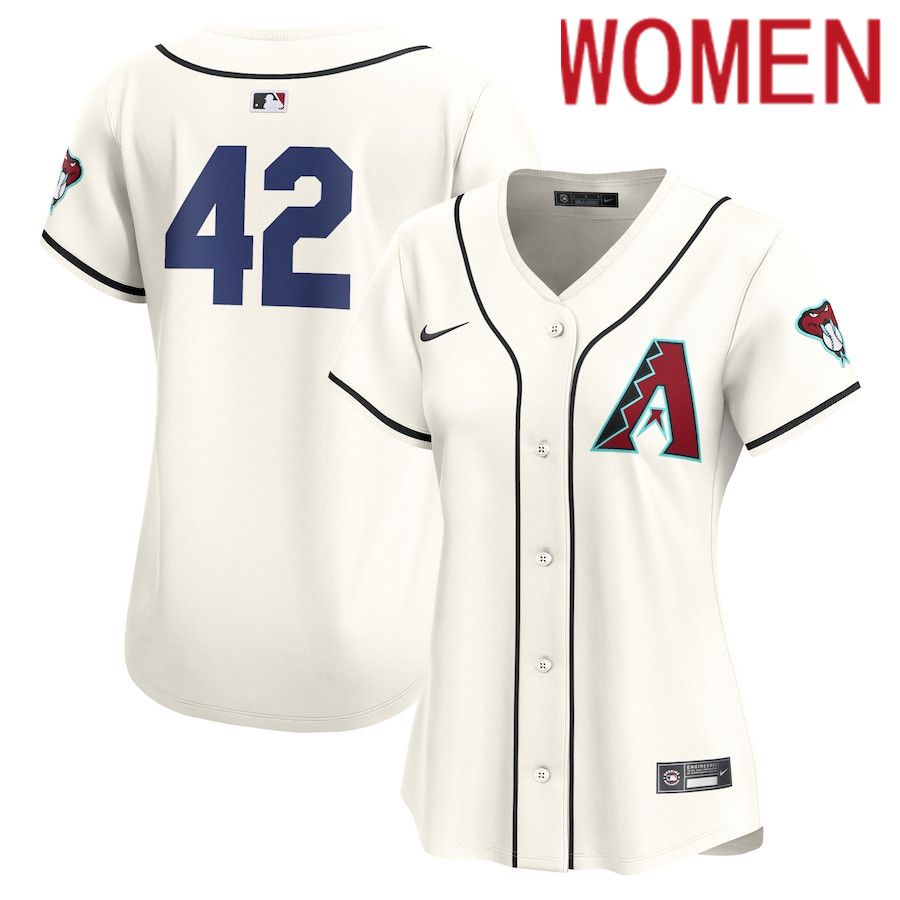 Women Arizona Diamondbacks #42 Jackie Robinson Nike White 2024 Day Home Limited MLB Jersey